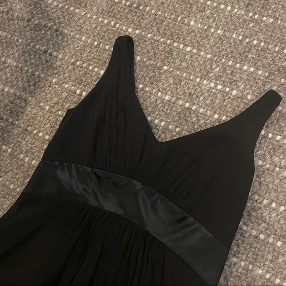 Ann Taylor Black Silk Cinched Waist Pleated Dress - Picture 3 of 6